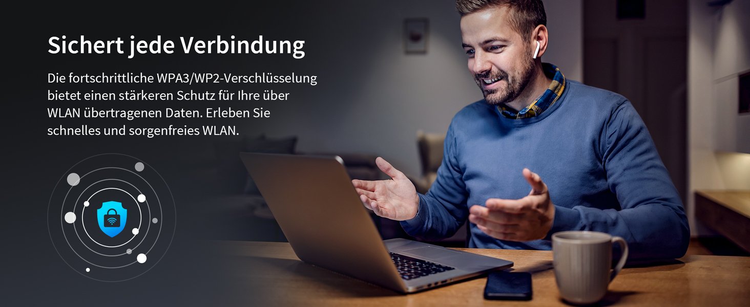 Genießen Sie beruhigt schnelles WLAN, da der WLAN repeater Daten über WPA3-Verschlüsselung sichert